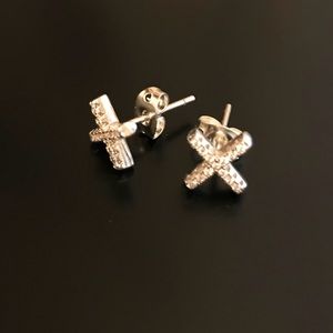 Sterling Silver CZ “X” studs